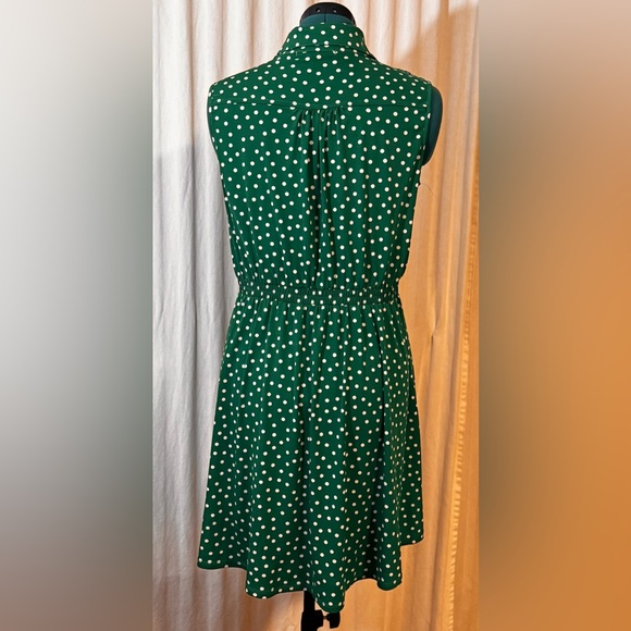 Ryan Michelle Green Polka Dot Sleeveless Fit and Flare Dress Size petite large - Picture 5 of 13